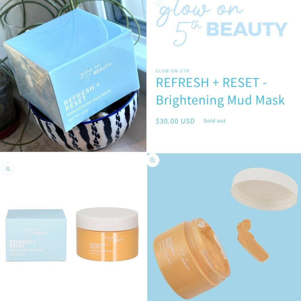 NIB Glow On 5th REFRESH + RESET Brightening Ginger Mud Mask Hydration Radiance